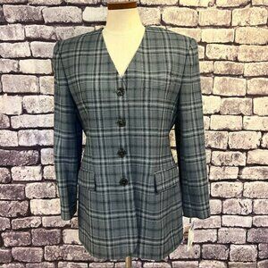 Jones New York NWT Blue & Gray Long Sleeve Fully Lined Jacket Size 10